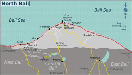 Kaart van Noord Bali